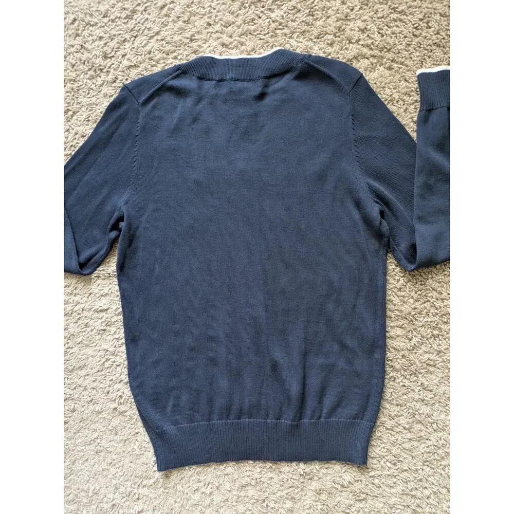 NWT Brooks Brothers 346 V-Neck Sweater Women M Navy  Cotton Heritage Tennis Twee
